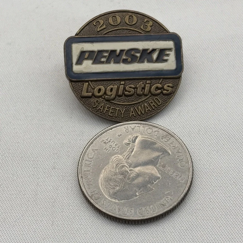 2003 Penske Logistics Safety Award Bronze Tone Lapel Hat Pin